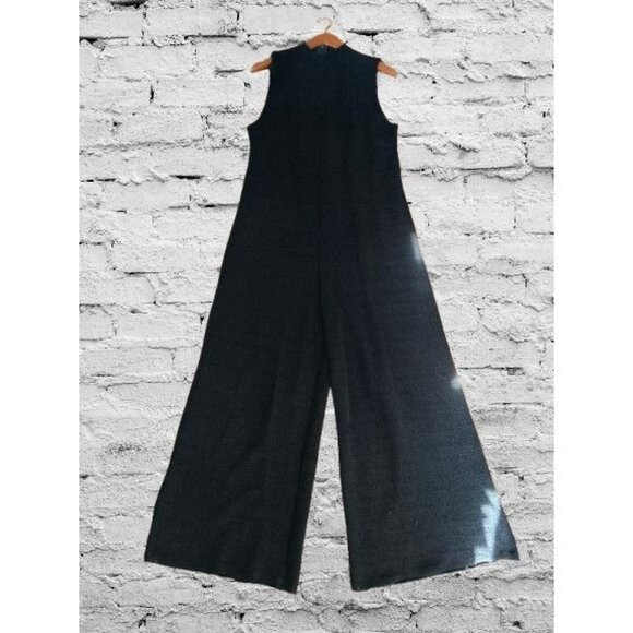Black Sleeveless Osklen Jumpsuit Wide Leg Back Gothic Grunge Slouchy Sustainable - Picture 1 of 6